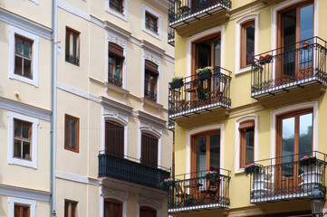 Fototapeta na wymiar Close up of facades of buildings in Valencia city centre