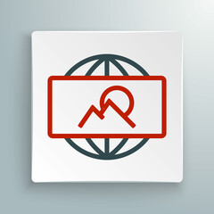 Line Wide angle picture icon isolated on white background. Panorama view. Colorful outline concept. Vector