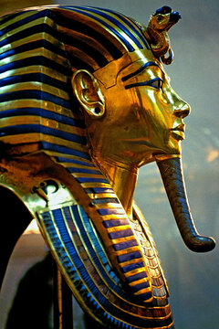 Mascara funebre do Fara&oacute; Tutankhamon no Museu Eg&iacute;pcio. Cairo. Egito.