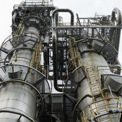 Two absorption columns at the gas processing plant.