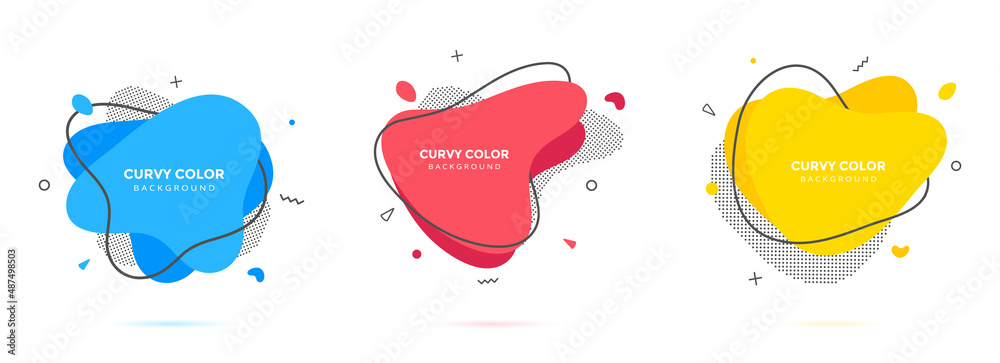 Poster modern liquid irregular amoeba blob shape abstract elements graphic flat style design fluid vector i
