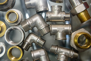 various Brass and metal fittings for plumbing