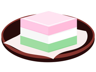 菱餅 食べ物　和菓子　ひなまつり　イラスト