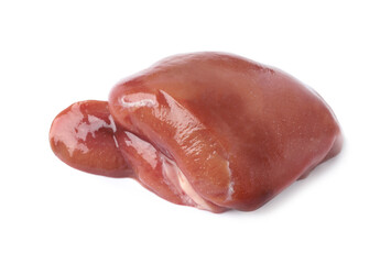Fresh raw beef kidney on white background