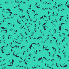 Black Gondola boat italy venice icon isolated seamless pattern on green background. Tourism rowing transport romantic. Vector