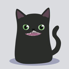 black cat cartoon monster