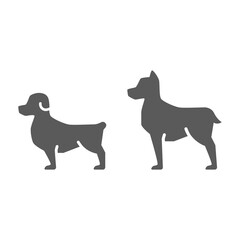 Small and big dog silhouette icon. Black filled symbol.