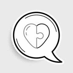 Line Heart icon isolated on grey background. Romantic symbol linked, join, passion and wedding. Valentine day symbol. Colorful outline concept. Vector