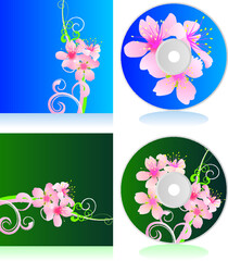 set of four banners with flowers