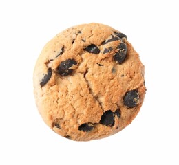 Delicious chocolate chip cookie isolated on white