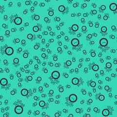 Black Alarm clock icon isolated seamless pattern on green background. Wake up, get up concept. Time sign. Vector