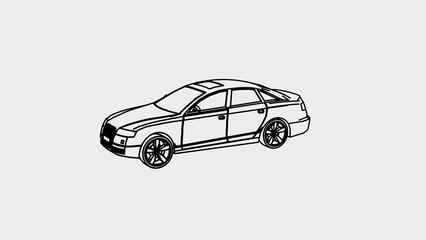 Cartoon sports car, race car. Line art drawing of car.
3d render illustration in cartoon black pen and ink style. - obrazy, fototapety, plakaty