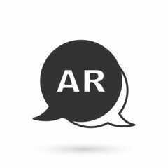 Grey Augmented reality AR icon isolated on white background. Virtual futuristic wearable devices. Vector