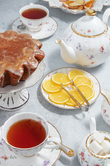 English tea party with cake