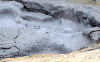 Boiling mudpool in Hverir, Namafjall in northern Iceland