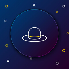 Line Man hat with ribbon icon isolated on blue background. Colorful outline concept. Vector
