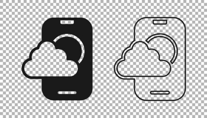 Black Weather forecast app icon isolated on transparent background. Vector