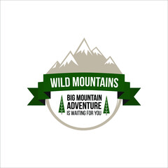mountains and adventure in nature logo illustration
