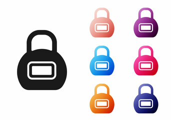 Black Kettlebell icon isolated on white background. Sport equipment. Set icons colorful. Vector
