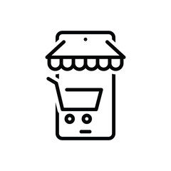 Black line icon for commerce