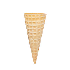 Empty waffle cone for ice cream on a white background. Isolated