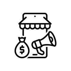 Black line icon for earning 