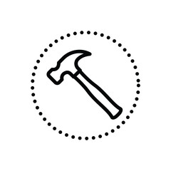 Black line icon for hammer