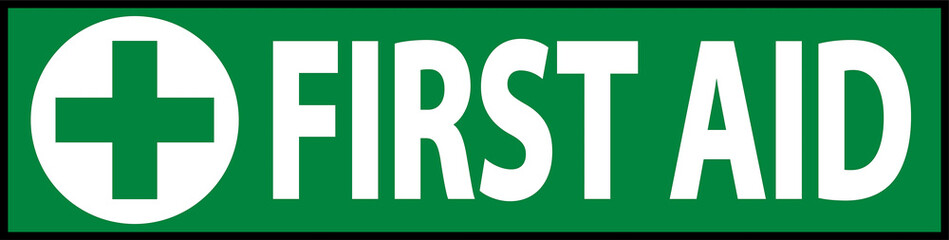 First Aid Label Sign on white background