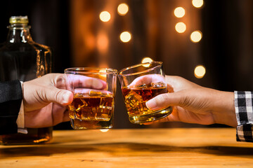 whiskey, for a friendly party in a bar or a restaurant.