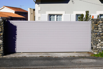 Aluminum sliding door car home in gray gate slide high portal of suburb house