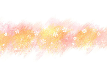 桜とピンクのオイルパステルで描いた抽象的な背景
