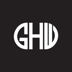 Obraz premium GHW letter logo design on black background. GHW creative initials letter logo concept. GHW letter design.