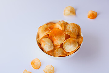 spicy masala tapioca chips Keripik singkong or Cassava chips Indonesia , Brazil India Sri Lanka Kerala fried snacks food tea time food fried in coconut oil