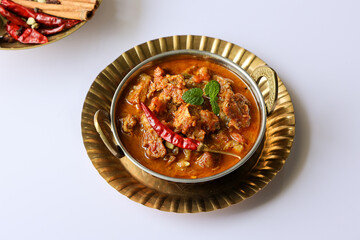 Traditional homemade Mutton curry Asian cuisine Chukhandar gosht Spicy meat beef lamb curry mutton roast Indian spices. side dish Ghee rice, Appam, Puttu Delhi Rajasthan Kerala India Sri Lankan