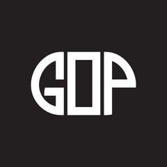 GOP letter logo design on black background. GOP creative initials letter logo concept. GOP letter design.