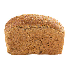 Isolated fresh baked loaf of rye bread on a brown background