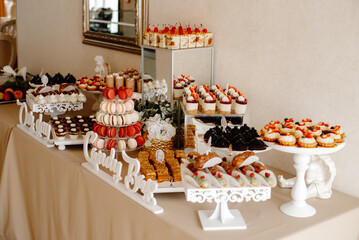 christmas cake with candles and decorations, cake for wedding.
