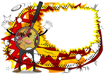 Magnifier is trying to scare you. Cartoon Character science research object, analysis, business, examination, optics concept.