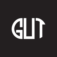 HUT letter logo design on black background. HUT creative initials letter logo concept. HUT letter design.