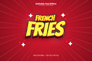 French fries Editable text effect in modern trend style