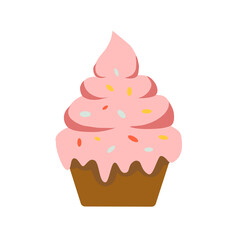 Sweet cupcake  with cream and berries 