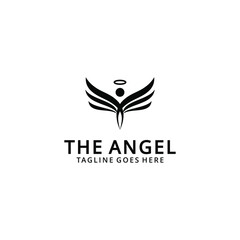 Simple modern creative angel flying sign logo design illustration