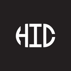HIC letter logo design on black background. HIC creative initials letter logo concept. HIC letter design.