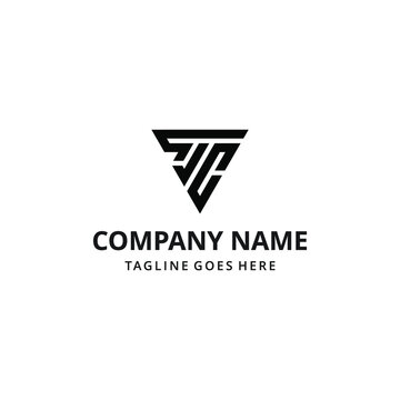 Abstract illustration Initials TJC triangle shape,geometric logo design template