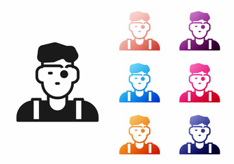 Black Jeweler man icon isolated on white background. Set icons colorful. Vector