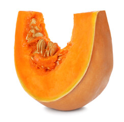 Slice of fresh ripe pumpkin isolated on white