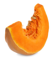 Slice of fresh ripe pumpkin isolated on white