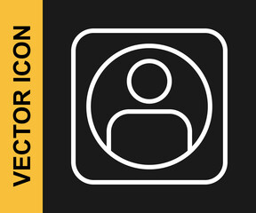 White line Create account screen icon isolated on black background. Vector