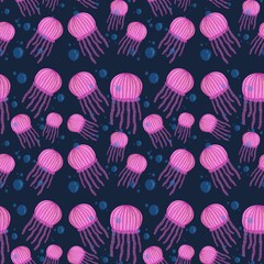 seamless pattern with jellyfish