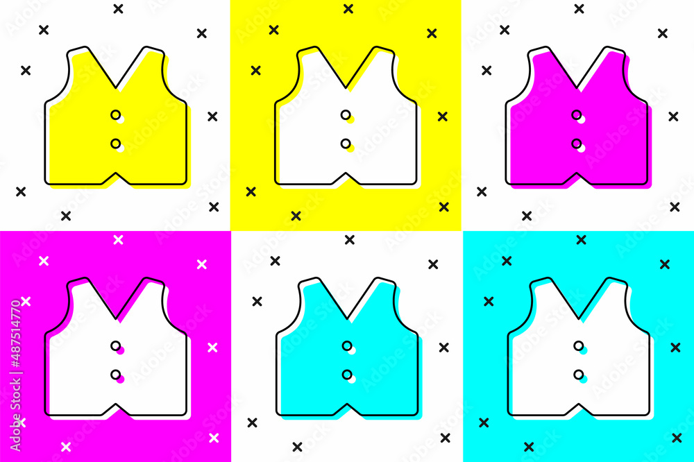 Wall mural set waistcoat icon isolated on color background. classic vest. formal wear for men. vector